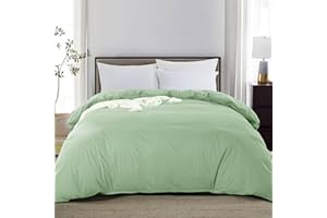 HOMBYS Breathable Waterproof Duvet Cover Twin Size, Reversible Sage Green Waterproof Duvet Protector,Moisture Wicking Treatment Comforter Protector with Corner Ties for Pets, Dog, Cat, Kids, Elder