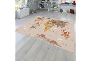 TT Home Alfombra Habitación Infantil De Juego Coches Infantil Animal Antideslizante, Color:VerdeBeigeMarron, Tamaño:120x160 cm