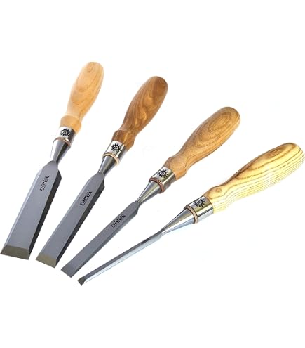 Gunpla Lot De 4 Burins à Bois De Qualité Supérieure Pour Le Travail Du Bois Poignees A Poignee Souple Avec Capuchon En Acier