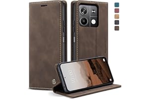 KZB Funda para Xiaomi Redmi Note 13 5G Libro (No para 4G) Fundas con Tapa Móvil Cuero Carcasa Magnética Tarjetero Soporte Protector Flip Cartera Antigolpes Case para Redmi Note 13 5G - Café