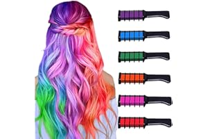 6 Farben Haarkreide Kamm, LauCentral Temporär Haarfarbe Kreide Kamm Auswaschbar mit Handschuhe und Schal für Geschenk DIY Cosplay für Karneval Weihnachten Halloween Geburtstag Partys