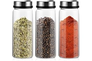 3 st glas kryddburkar 300 ml med roterande lock tre hål | Borosilikatglas till salt peppar och kryddor i köket och grill
