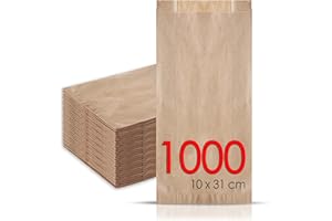 MAMAPAS 1.000 Kraftpapiertüten 10+4x31, butterbrottüten, Papiertüte für Brot, Kleine Tüten für Süßigkeiten, Krafttüten, Plätzchentüten Papier, Geschenktüten, Sandwichtüten, Bäckertüten, brottüten