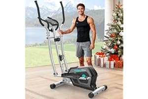 COWMEW Elliptical Cross Trainer for Home Gym, 3 in 1 Cross Trainer with 16 Levels of Magnetic Resistance, Dual Handle Design, LCD Display with Device Holder, Pulse Sensor, 130 KG Weight Capacity