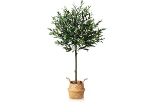 SOGUYI Olivo Artificial Planta 120cm Artificial Olivo Falsa Decorativa Grande Árboles Plástico de Interior y Exterior Decoración para Hogar, Oficina, Casa, Balcón, Dormitorio