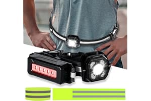 ZOUONOU Running Lights for Runners, Chest LED Lamp Run Light IPX5 Waterproof, 2 Pcs Reflective Armbands, Running Torch USB Rechargeable 3 Modes 300 Lumen, Light Up Gear for Runners Bikers Walkers Joggers Pets
