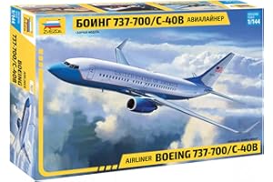 Zvezda 500787027 500787027-1:144 Boeing 737-700 / C-40 - Maqueta de montaje de plástico para principiantes, color blanco y azul