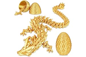 BALKWAN Surprise Dragon Egg with Dragon Inside – Gifts for Kids and Adults, 3D Printed Fidget Toy, Ideal for Christmas, Easter, Birthdays, Fun Desk Décor and Stress Relief(Gold, Medium)