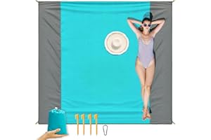 ISOPHO Coperta da picnic 200x210cm Coperta da spiaggia Tappetino da spiaggia impermeabile 4 angoli di fissaggio Coperta da spiaggia senza sabbia/picnic per spiaggia, campeggio (blu, 200 x 210cm)