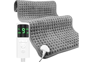 TEPIMATO Heat Pad,Heat Pads for Back Pain Relief 9 Heat Modes 4 Timer Setting Double-Sided Plush Design Machine Washable Heating Pad for Neck Shoulder Belly Back Pain Relief & Body Relaxation 30"×16"