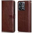 WOW IMAGINE Shock Proof Flip Cover Back Case Cover for Xiaomi Mi Redmi 13C 5G | Redmi 13C 4G | Poco M6 5G | Poco C65 (Flexible | Leather Finish | Card Pockets Wallet & Stand | Chestnut Brown)
