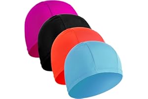Xinstroe Swimming Caps, Polyester Cloth Swimming Hat, Comfortable Light Swimming Cap, Super Stretch/No Pull Hair/Non-Slip Swimming Hat Suitable for Kids, Women, Men Swimming