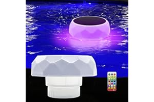 Fisca Lot de 2 flotteurs de chlore de piscine avec lumières, distributeur solaire de chlore/brome flottant pour tablette de 7,6 cm, lumière LED, distributeur de produits chimiques pour piscine avec