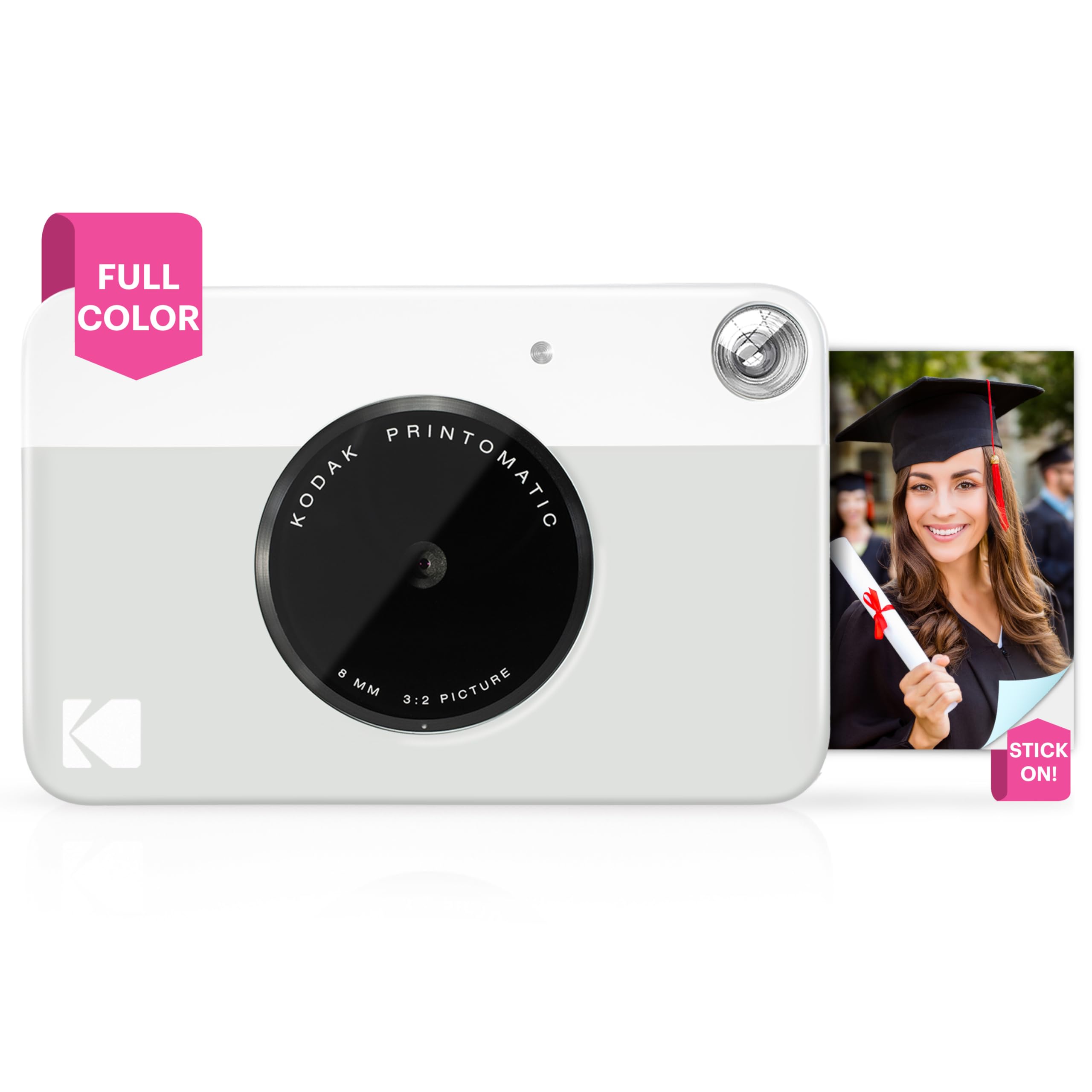 Kodak PRINTOMATIC Digital Instant Print Camera (Grey), Full Color Prints On Zink 2x3 Sticky-Backed Photo Paper - Print Memori
