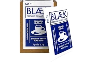 ‎BLÆK BLÆK Specialty Instant Kaffee Nø.1 Blonde Roast | Blaek Premium Coffee Kolumbien To Go Box löslich Sachet Sticks säurearm & mild Arabica Hochland Colombia | Hotel Camping Reise Büro Wandern