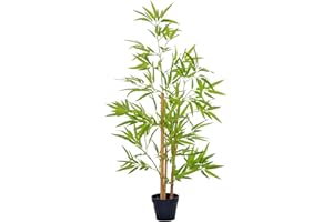 Outsunny Planta Artificial de Bambú 120 cm Árbol Artificial en Maceta Decorativa para Interior Hogar Salón Oficina Ø15,5x120 cm Verde