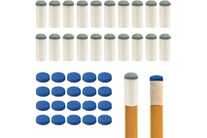XIHIRCD 20pcs Slip On Pool Cue Tips with 20 Leather Pool Cue Tips, 13mm Billiard Cue Tips Pool Cue Stick Tips Billiard Cue Tips Replacement Kit Pool Table Accessories