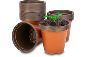 ZANGCO Reusable Plastic Plant Pots - Durable, Lightweight Planters for Indoor and Outdoor Use - Modern Design with Drainage Holes (20, 10CM)