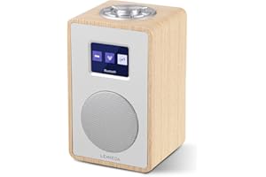 LEMEGA CR4 Radio numérique Dab/Dab+/FM avec Bluetooth,Radio Dab Portable alimentée par Le Secteur,Horloge à Deux alarmes avec Snooze,Affichage Couleur,Effet Bois - Chêne Blanc