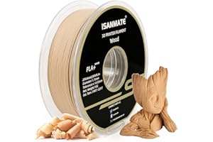 iSANMATE 3D Printer Filament, Wood Filament 1.75mm, PLA 1.75 Filament 1kg Spool (20% Wood Powder+80% PLA+)