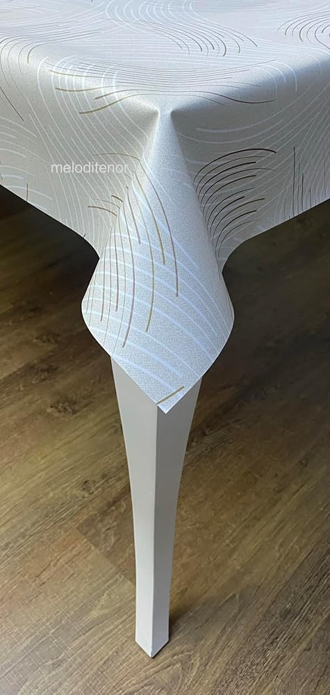 Kalın elyaf astarlı pürüzsüz silinebilir kaliteli modern çizgili kaymaz pvc muşamba masa örtüsü (Kahverengi, 100 x 140)