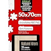 21lik Puzzle Poster Resim &Ccedil;er&ccedil;evesi PVCli Postersiz Resimsiz &Ccedil;er&ccedil;eve (Naturel Krem, 50x70)