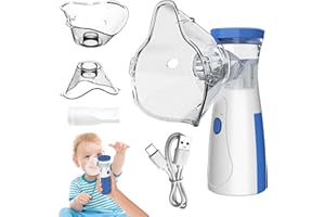 MIIQXX Portable Nebulizer Machine for Adults & Kids - Adjustable Silent Nebuliser with 2 Masks (1 Big + 1 Small) & Mouthpiece - Home & Travel Steam Inhaler (Blue)