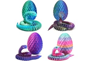 Leannae 4Pcs Random Color Snake Egg 3D Printed With Articulated Snake Inside Creative Ornament for Home Decor Supprise Eggs Easter Party Favors Gifts Toys for Kids Boys Girls
