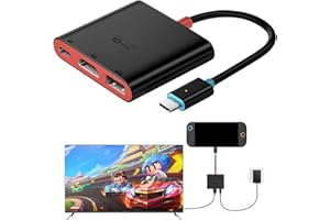 AriKroii Switch 2 TV Dock, station d'accueil pour Nintendo Switch 2, support de charge portable 3 en 1, avec port HDMI/USB 3.0/PD 100 W, support de charge de rechange officiel (noir rouge)