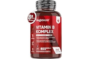 Vitamin B Komplex - Mit Vitamin C - 365 Tabletten - Alle 8 B-Vitamine (B1, B2, B3, B5, B6, B7, B9, B12) - 1 Jahr Vorrat - Ner