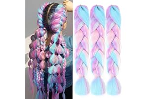 FANWYFYU Braid Hair Extensions, Kanekalon Braiding Hair Ombre Jumbo Braiding Hair Extensions 24 Inch Jumbo Braid Synthetic Hair for Braiding … (24 Inch (Pack of 3), MD16-3pack)