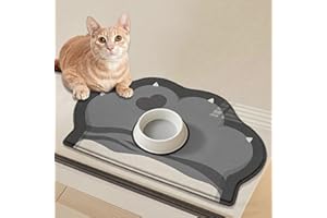 JanYoo 60 X 40 cm Napfunterlage Hund Katzen Groß, Futternapf Unterlage rutschfeste Saugfähige Katzennapf Futtermatte Katze Hundenapf Matte Futterunterlage für Hunde und Katzen(Schwarze Klaue)
