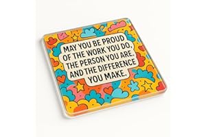 THE PLUM PENGUIN Acrylic Coaster with Inspirational Quote - Joyful Essence Motivational Decor Gift for Encouragement & Home Office