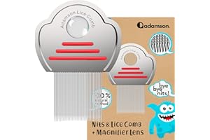 Adamson Pettine Pidocchi e Lendini Bambini - Pettinino Acciaio per Pidocchi - Elimina Pidocchi e Lendini - Resistente e facile da pulire - Pettinino Pidocchi