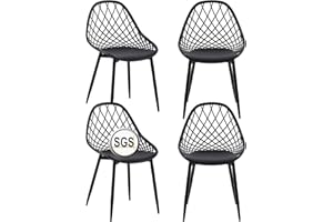 buybyroom Lot de 4 chaises de Terrasse, avec Pieds en Métal, Repose-Pieds Réglables, pour Extérieur, Balcon, Salle à Manger, Noir