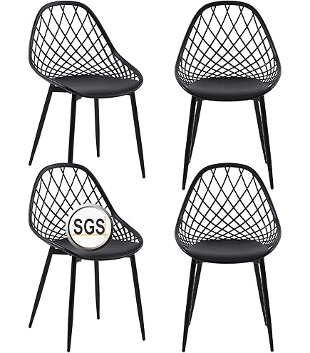 Chaises De Jardin VALENCIA - Lot De 6, Acier Noir, Empilables