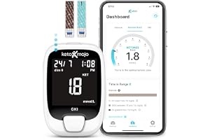 KETO-MOJO GKI Bluetooth Glucose & Ketone Testing Kit (mmol/L) + Free APP for Ketosis & Diabetes Management. 20 Blood Test Str