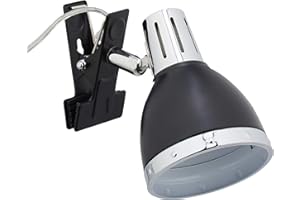 Relaxdays Lámpara Lectura, Luz Pinzas de Sujeción, Retro, E14, Cama y Baño, Flexo Escritorio, 12 x 10 x 18,5 cm, Negro