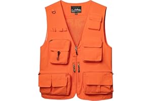 KTWOLEN Herren Outdoor Weste mit Mehreren Taschen Leicht Anglerweste Jagdfischen Outdoor Camping Fotografie Ärmellos Angeljacke