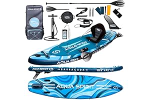 Aqua Spirit Tavola gonfiabile per SUP e paddle, da 3 m, 10 m, 10 m, 3,8 m, 4,5 m, 45 cm, kit completo convertibile da SUP a kayak con pagaia, zaino, pompa e altri accessori