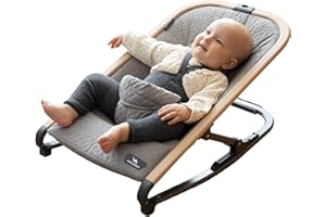 DROMADER Transat Bébé - avec Arche à Jouets - Balancelle pour Enfants Naissance Jusqu’à 9 kg de Poids - Chaise avec 3 Positions d'Inclinaison - Gris