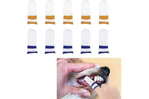 OusSee 10 Stück Hundezahnbürste Fingerling Wiederverwendbar, Pet Finger Zahnbürste Fingerlinge Hunde Zahnpflege Haustierzahnbürste für Katze Haustiere Tierbedarf (5×Blau, 5×Gelb)