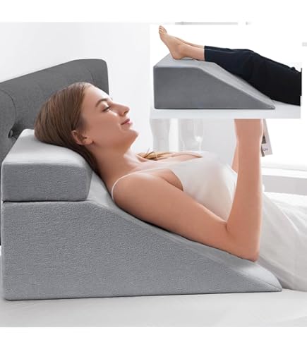ProPillows Coussin Jambes Gonflable Ergonomique – Coussin Veineux Relève-Jambes Pour Dormir Et Soulager Les Lourdes, Circulation Améliorée Et Récupération Chirurgicale Masque En Soie Offert(Gris