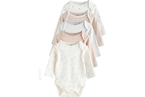 NEXT Nyfödda unisex 5-pack långärmade bodys i 100% bomull för baby