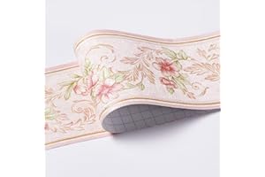 Carta da parati impermeabile con bordo floreale 3D motivo da parete rimovibile autoadesivo da cucina e bagno adesivo da parete, Banggo, 10,6 x 500 cm (rosa)