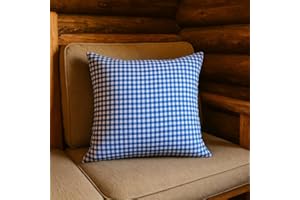 TEXPOT TextilDepot24 poszewka na poduszkę w stylu wiejskim 40 x 40 cm niebieska karo 1 x 1 cm kratka bawełniana tkana RV