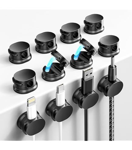 8 Clip Ferma Cavi Magnetiche FAOKZE - Organizzatore Cavi Per Scrivania, Auto, Casa - Foto 9