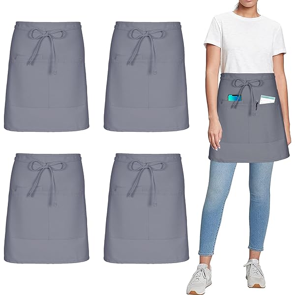 Elitecran Tailleschort met 2 zakken, kort half schort voor mannen en vrouwen, voorbinders, kelnerschort, kookschort, keukenschort voor keuken, chef, restaurant, café, restaurant, bar, bistro, bruin, L
