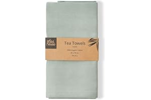 Wild & Stone | Organic Cotton Tea Towel | Herringbone Weave | Cotton Kitchen Towels | Set Of 2 (Moss Green)