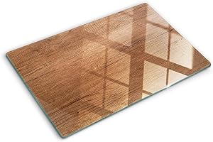Tulup Tagliere Vetro Temperato - 80x52cm - Copri Piano Cottura - Legna